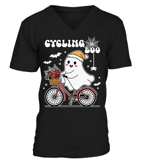 Cycling Boo Halloween Cycopath Club V-Neck T-shirt