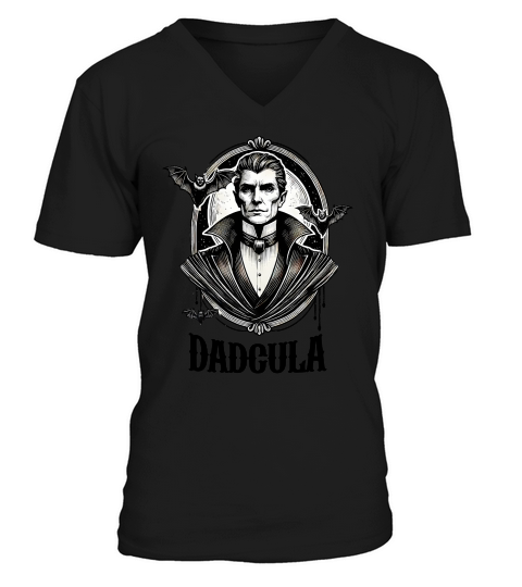 Dadcula Vampire Dad Funny Halloween V-Neck T-shirt