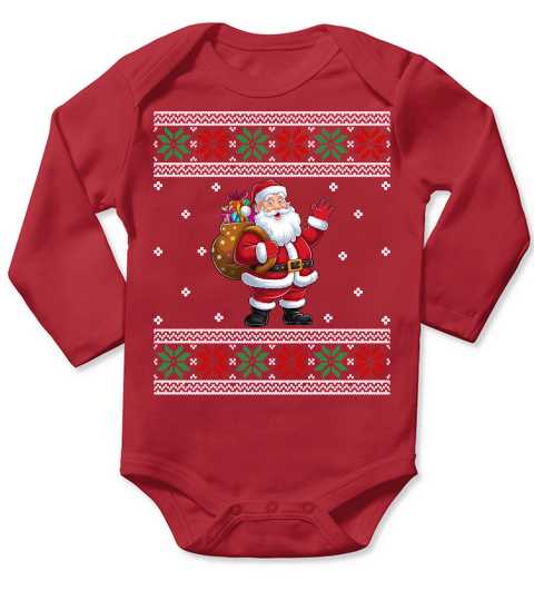 Funny Santa Gifts Christmas Ugly Long Sleeve Baby One-Piece
