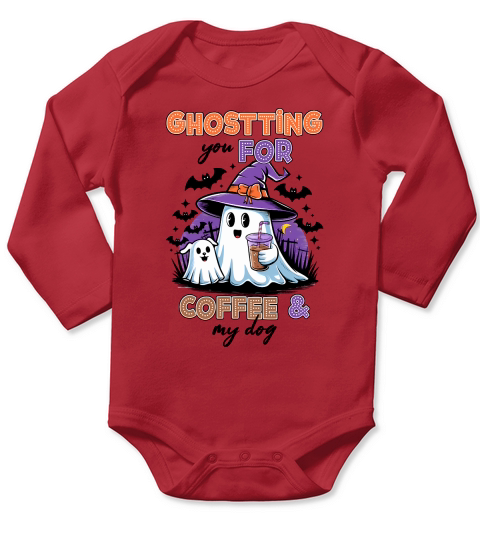 Ghosting For Coffee & My Dog Cute Long Sleeve Baby One-Piece