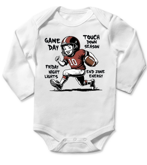Touchdown Season Vintage Football Player Long Sleeve Baby One-Piece Touchdown Season Vintage Football Player Long Sleeve Baby One-Piece