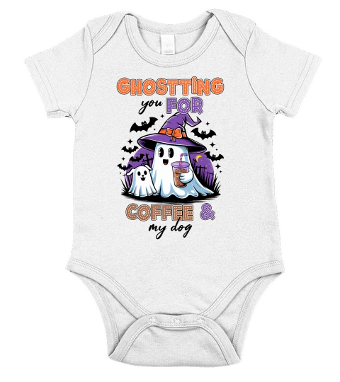 Ghosting For Coffee & My Dog Cute Short Sleeve Baby One-Piece