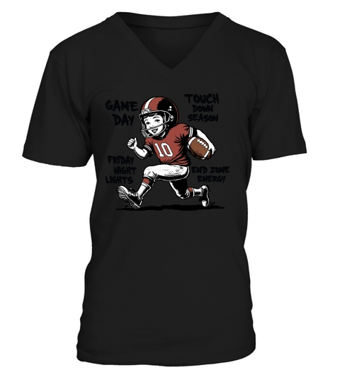 Touchdown Season Vintage Football Player V-Neck T-shirt