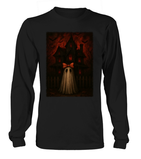 Vintage Haunted House Ghost Halloween Long sleeved Unisex
