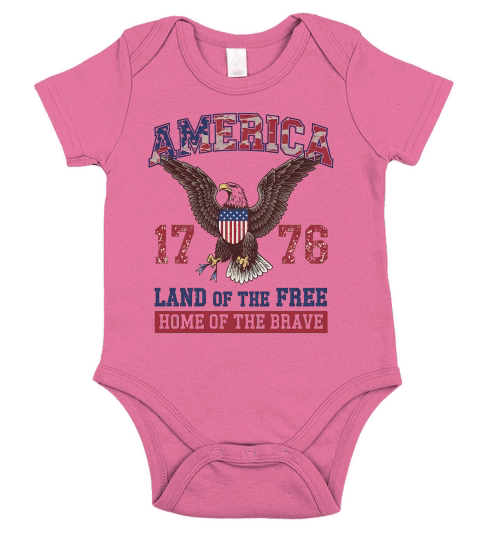4th of July Vintage American Eagle Short Sleeve Baby One-Piece