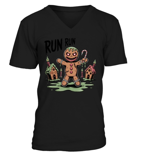 Gingerbread Man Creepy Gingerbread V-Neck T-shirt