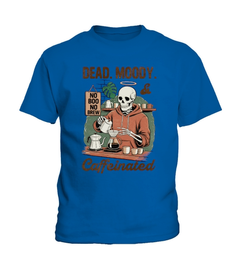 Dead Moody and Caffinited Vintage Halloween Kids T-Shirt