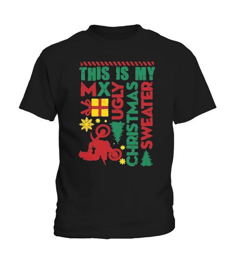 Motocross My Ugly Christmas Hoo Kids T-Shirt