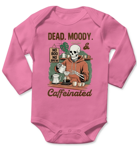 Dead Moody and Caffinited Vintage Halloween Long Sleeve Baby One-Piece Dead Moody and Caffinited Vintage Halloween Long Sleeve Baby One-Piece