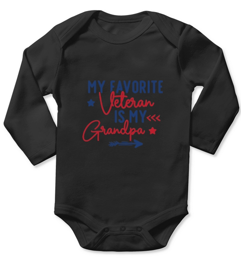 My Favorite Veteran Is My Grandpa Long Sleeve Baby One-Piece