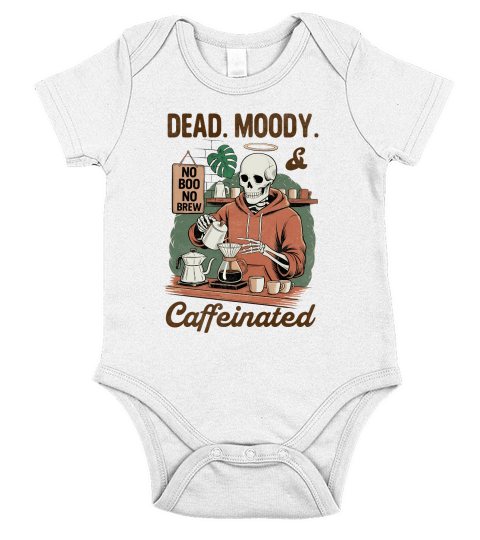 Dead Moody and Caffinited Vintage Halloween Short Sleeve Baby One-Piece