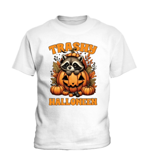 Trashy Halloween Funny Fall Raccoon Kids T-Shirt