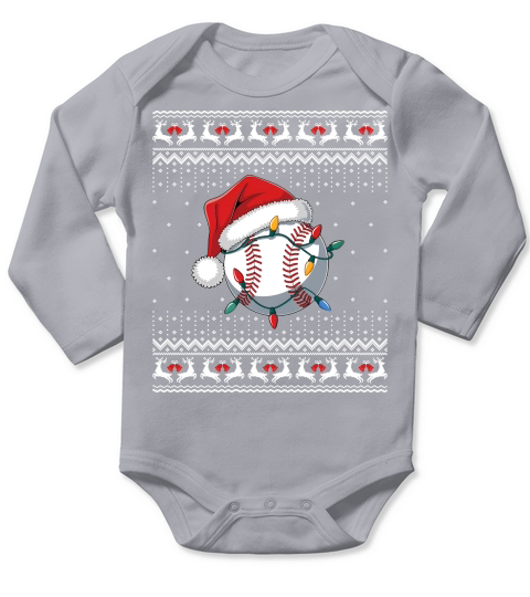 Ugly Christmas Holiday Baseball Long Sleeve Baby One-Piece