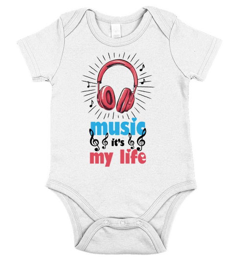 Music It’s My Life Retro Sublimation Short Sleeve Baby One-Piece