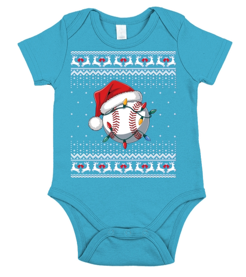 Ugly Christmas Holiday Baseball Short Sleeve Baby One-Piece
