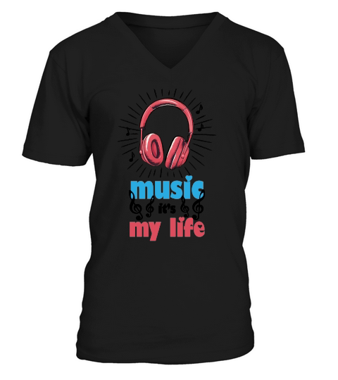Music It’s My Life Retro Sublimation V-Neck T-shirt