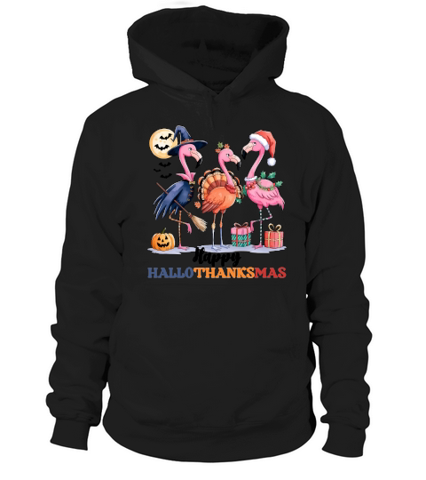 Happy Hallothanksmas Flamingo Hoodie Unisex