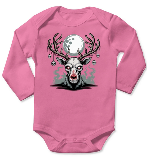 Haunted Reindeer Christmas Holiday Long Sleeve Baby One-Piece