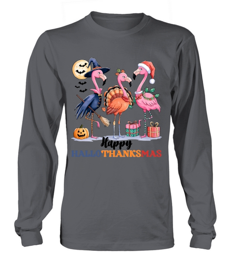 Happy Hallothanksmas Flamingo Long sleeved Unisex