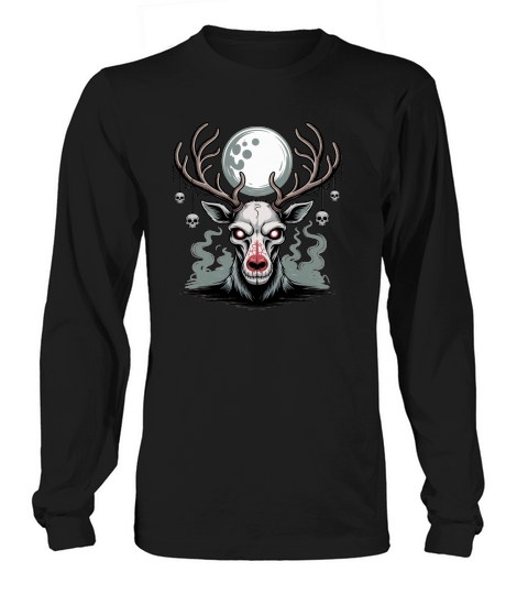 Haunted Reindeer Christmas Holiday Long sleeved Unisex