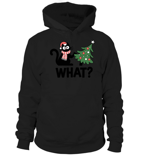 Funny Black Cat Christmas Tree Hoodie Unisex