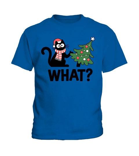 Funny Black Cat Christmas Tree Kids T-Shirt