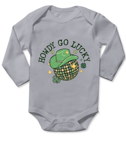 Retro St Patricks Day howdy go lucky Long Sleeve Baby One-Piece