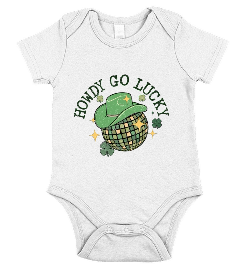 Retro St Patricks Day howdy go lucky Short Sleeve Baby One-Piece