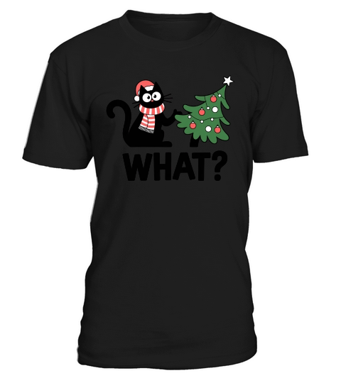 Funny Black Cat Christmas Tree T-Shirt Unisex