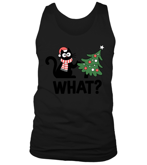 Funny Black Cat Christmas Tree Tank Top Unisex
