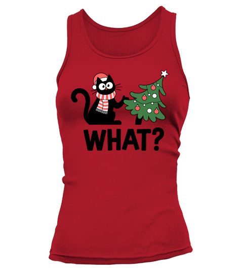 Funny Black Cat Christmas Tree Tank top Woman