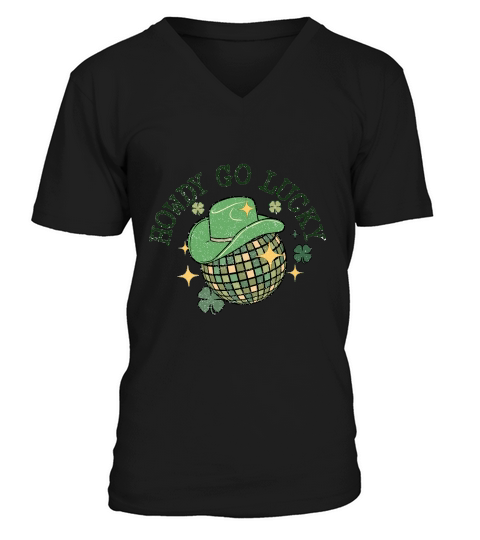 Retro St Patricks Day howdy go lucky V-Neck T-shirt