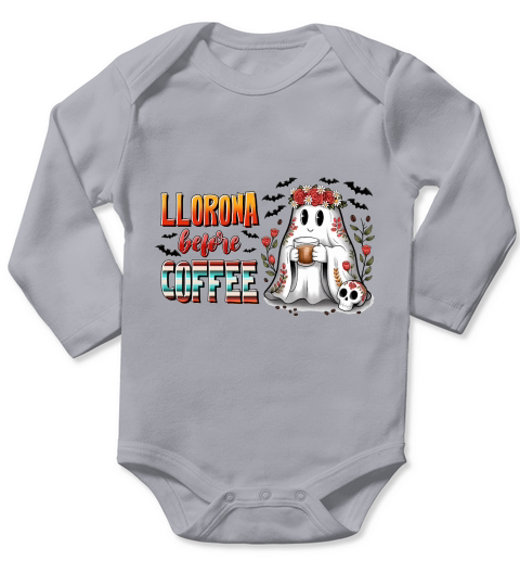 Llorona Coffee Ghost Halloween Long Sleeve Baby One-Piece