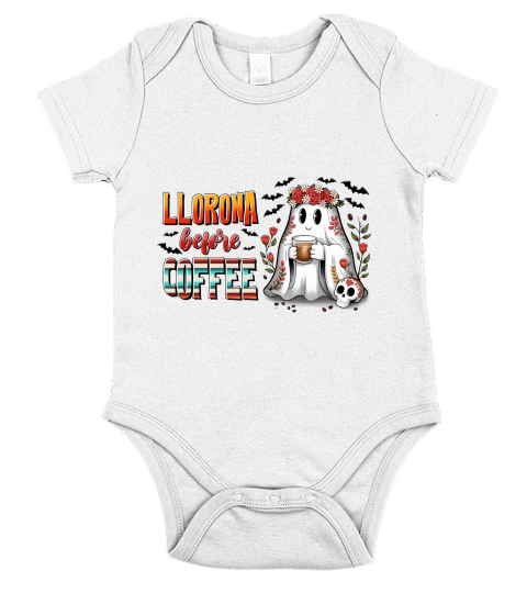 Llorona Coffee Ghost Halloween Short Sleeve Baby One-Piece