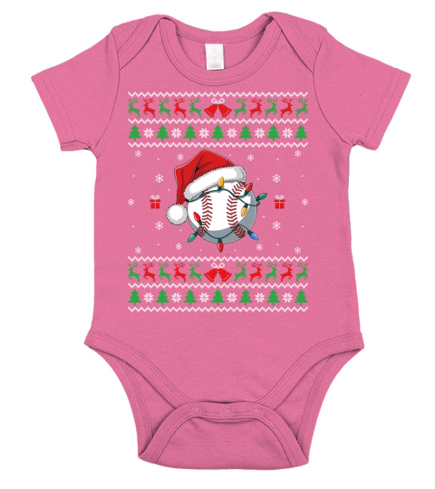 Ugly Christmas Holiday Baseball Short Sleeve Baby One-Piece