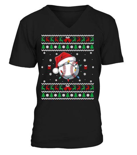 Ugly Christmas Holiday Baseball V-Neck T-shirt