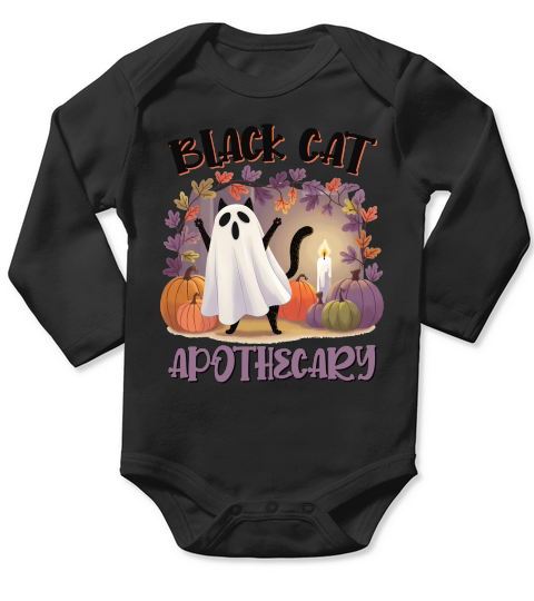 Sublimation Black Cat Apothecary Long Sleeve Baby One-Piece