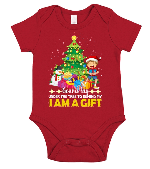 GONNA LAY UNDER THE TREE TO REMIND MY I AM A GIFT   Christmas Day Design Short Sleeve Baby One-Piece