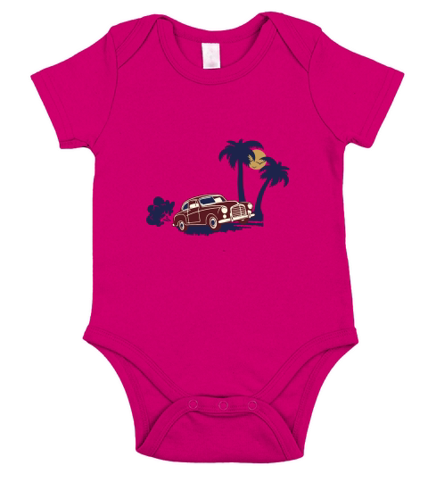 Retro Vintage Car Short Sleeve Baby One-Piece
