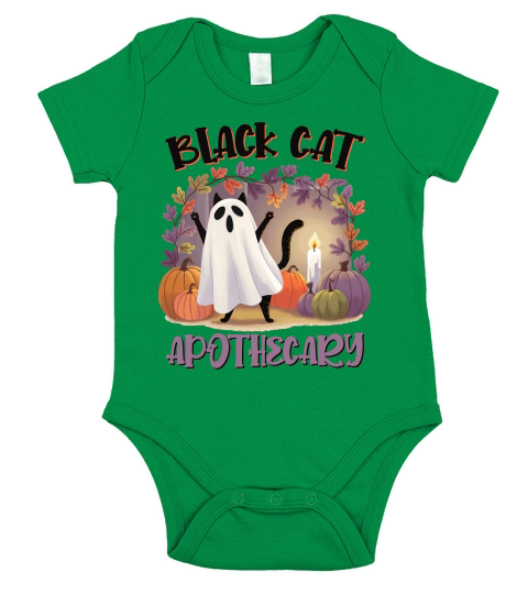 Sublimation Black Cat Apothecary Short Sleeve Baby One-Piece