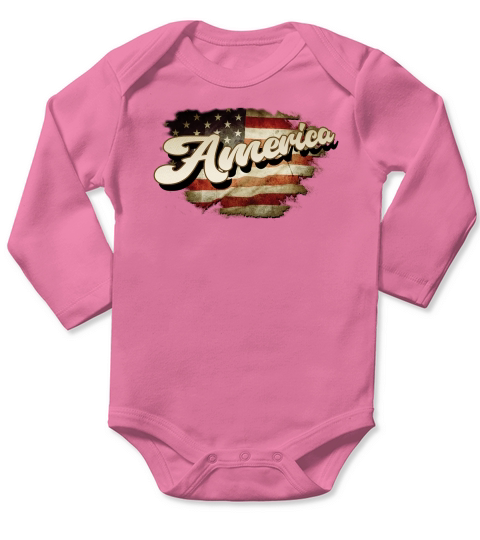 Vintage USA Flag 4th of July Sublimation Long Sleeve Baby One-Piece Vintage USA Flag 4th of July Sublimation Long Sleeve Baby One-Piece