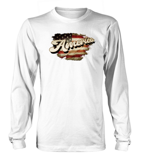 Vintage USA Flag 4th of July Sublimation Long sleeved Unisex