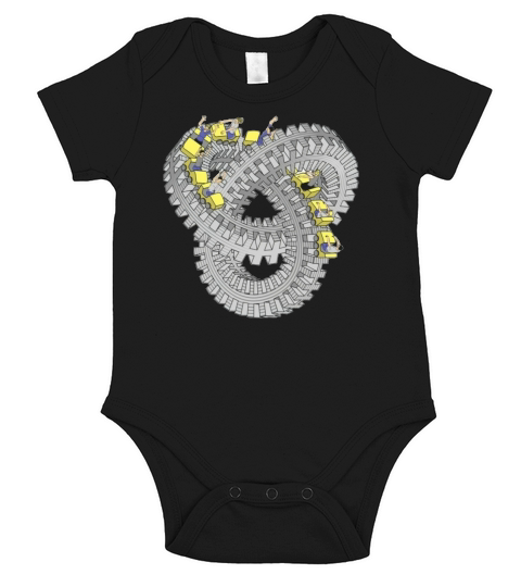 ROLLER KNOT PEOPLE ESCHER KNOT ILLUSION OPTICAL ROLLER SKATER COASTER FUN FAIR Short Sleeve Baby One-Piece