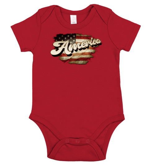Vintage USA Flag 4th of July Sublimation Short Sleeve Baby One-Piece