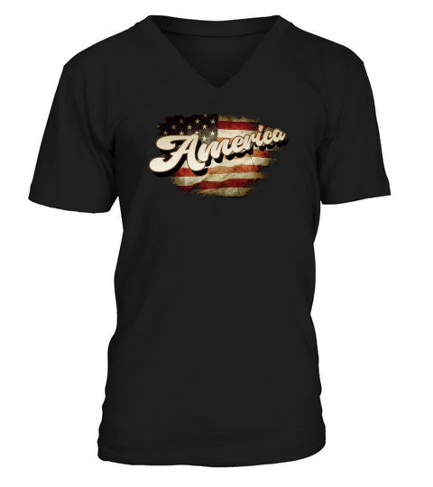 Vintage USA Flag 4th of July Sublimation V-Neck T-shirt