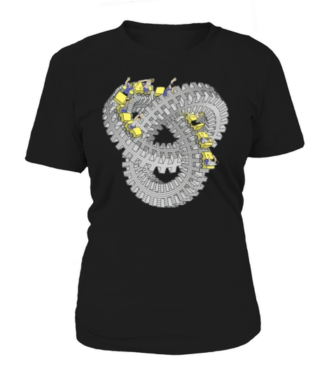 ROLLER KNOT PEOPLE ESCHER KNOT ILLUSION OPTICAL ROLLER SKATER COASTER FUN FAIR Women's T-Shirt