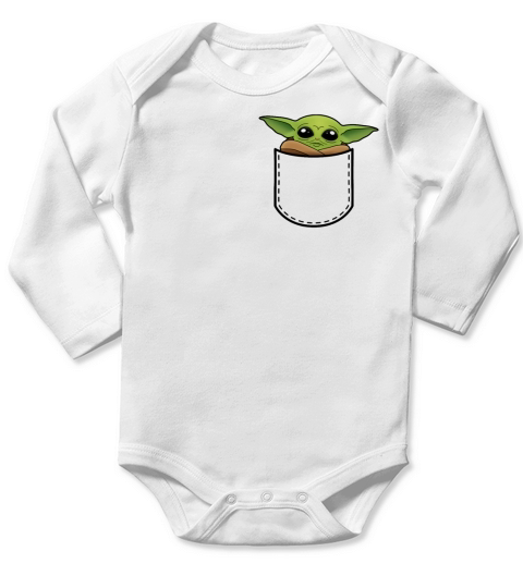Pocket Baby Yoda Long Sleeve Baby One-Piece
