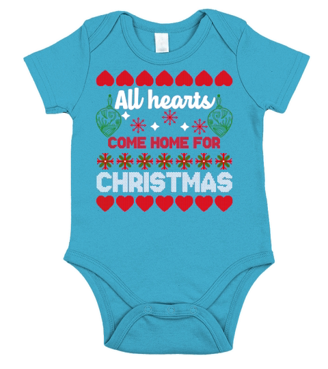 ALL HEARTS COME HOME FOR CHRISTMAS   Christmas Day Design Short Sleeve Baby One-Piece