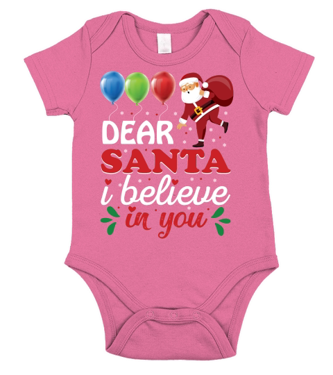 Dear Santa I Believe In You   Christmas Day Design Short Sleeve Baby One-Piece