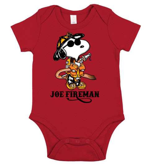 JOE FIREMAN SNOOPY Short Sleeve Baby One-Piece